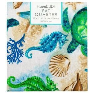 Turtle Sea Life Fat Quarter Sewing Fabric Blue 1-Pc 18"x21" Cotton Craft Quilt
